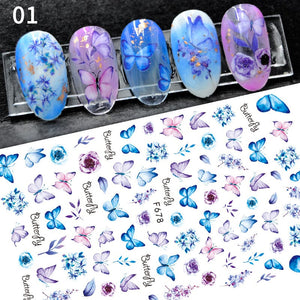 Purple Flower Butterfly Nail Sticker F678 DIY Nails BORN PRETTY