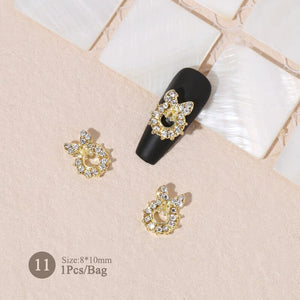 Silver Gold Bowknot Butterfly Rhinestones 3D Nail Decoration Nail Decoration BORN PRETTY 11