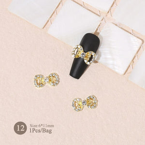 Silver Gold Bowknot Butterfly Rhinestones 3D Nail Decoration Nail Decoration BORN PRETTY 12