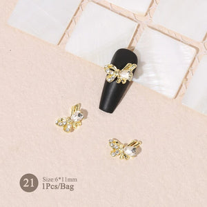 Silver Gold Bowknot Butterfly Rhinestones 3D Nail Decoration Nail Decoration BORN PRETTY 21