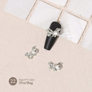 Silver Gold Bowknot Butterfly Rhinestones 3D Nail Decoration Nail Decoration BORN PRETTY 22