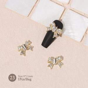 Silver Gold Bowknot Butterfly Rhinestones 3D Nail Decoration Nail Decoration BORN PRETTY 23