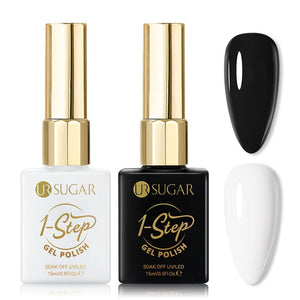 2 Colors 1 Step Gel Polish Set Black& White 15ml Gel Nail Polish UR SUGAR