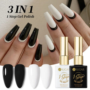 2 Colors 1 Step Gel Polish Set Black& White 15ml Gel Nail Polish UR SUGAR