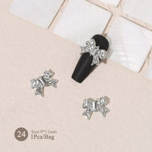 Silver Gold Bowknot Butterfly Rhinestones 3D Nail Decoration Nail Decoration BORN PRETTY 24