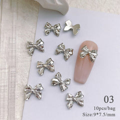 10pcs Bowknot Gold Silver Alloy Nail Decoration DIY Nails BORN PRETTY 03