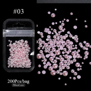 200pcs Half Round Flat Bottom Pearls DIY Nails BORN PRETTY 03