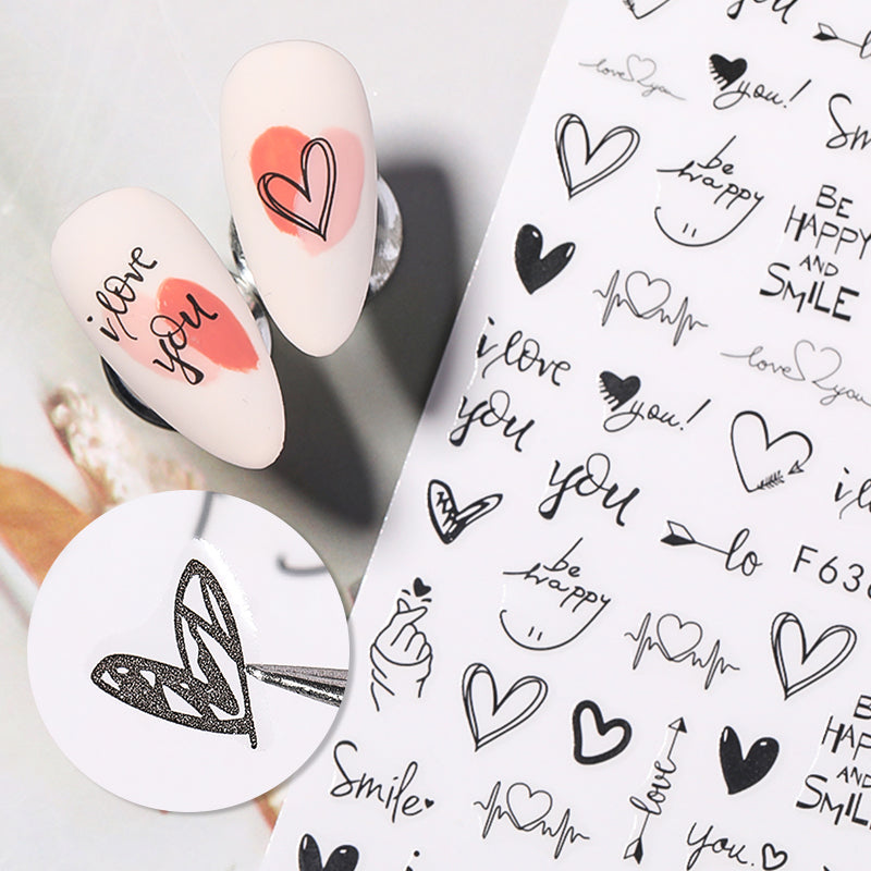 Heart 3D Nail Sticker F636