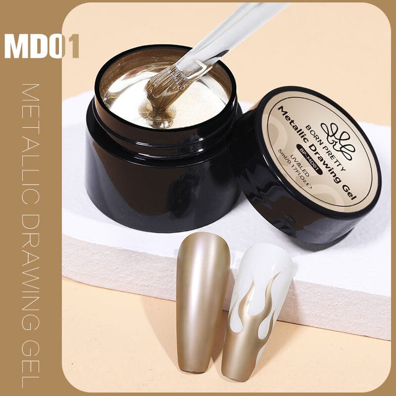 Gold Metallic Drawing Gel MD01 5ml Gel Nail Polish BORN PRETTY