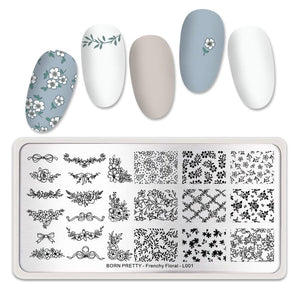 Stamping Plate Frenchy Floral - L001 Nail Art BORN PRETTY