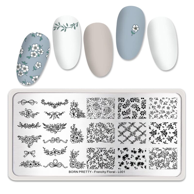 Stamping Plate Frenchy Floral - L001 Nail Art BORN PRETTY