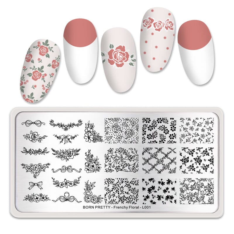 Stamping Plate Frenchy Floral - L001 Nail Art BORN PRETTY
