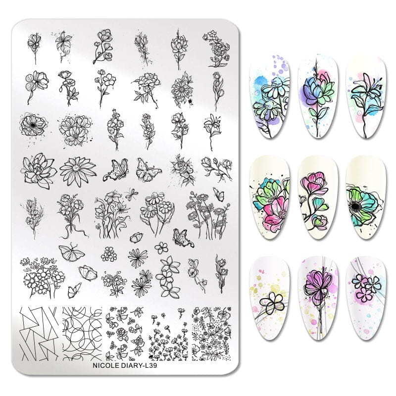 Stamping Plate NICOLE DIARY-L39 Nail Art NICOLE DIARY