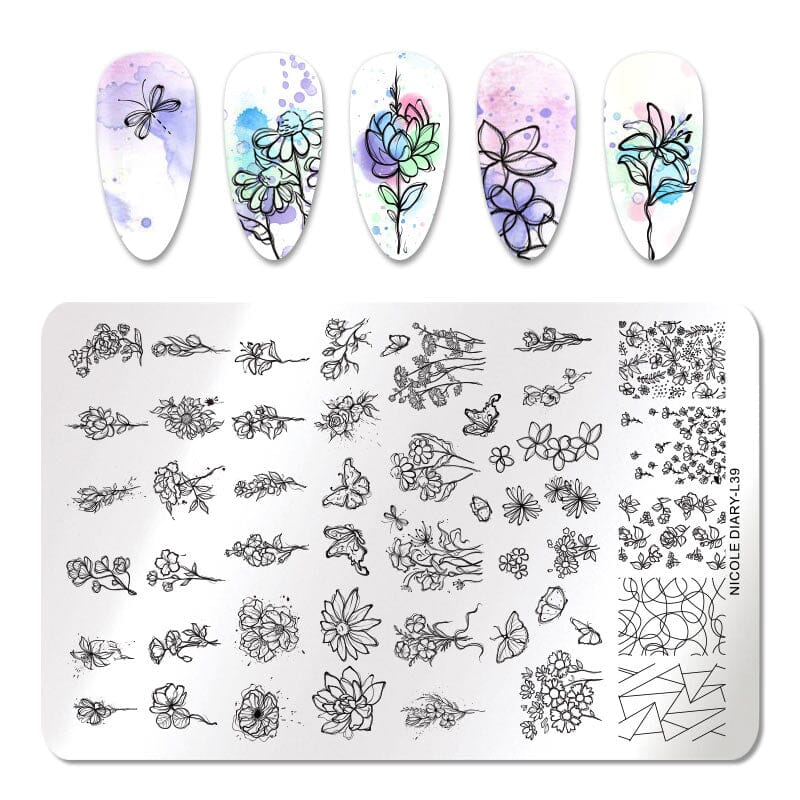 Stamping Plate NICOLE DIARY-L39 Nail Art NICOLE DIARY