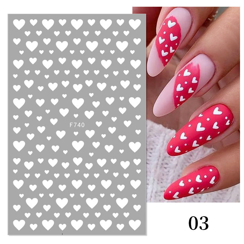 Heart 3D Nail Sticker F740 White