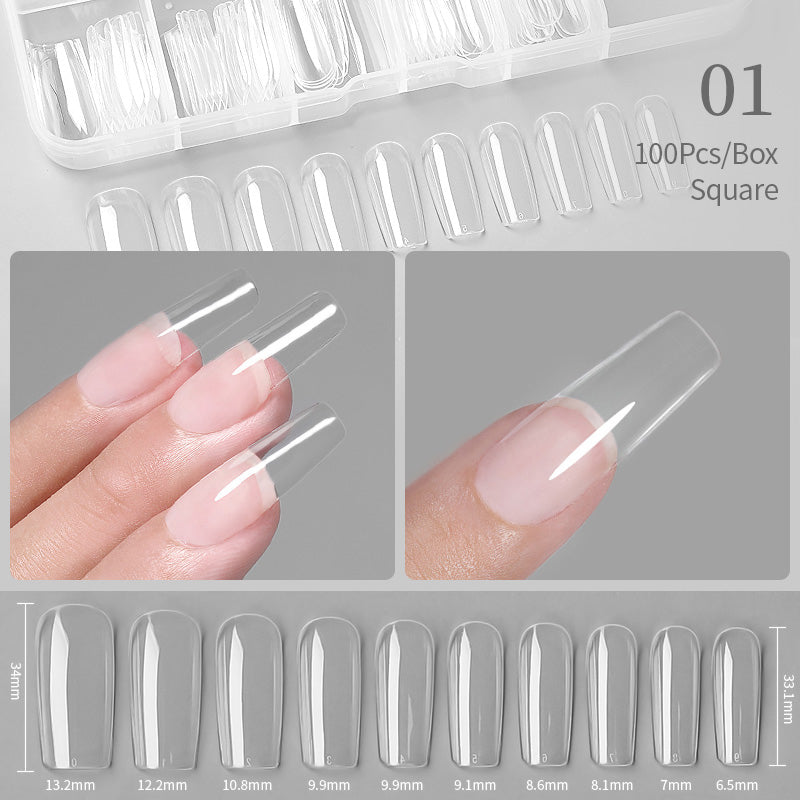 100pcs Square Transparent False Nail Tips