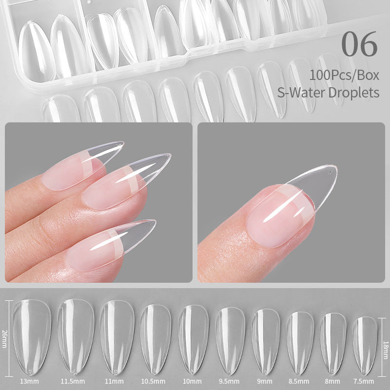 100pcs S-Water Droplets Transparent False Nail Tips