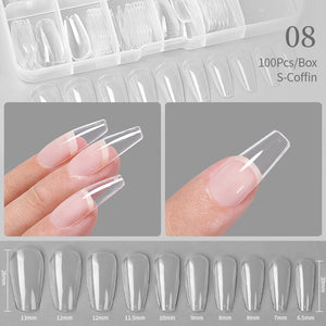 100pcs S-Coffin Transparent False Nail Tips Nail Tips No Brand