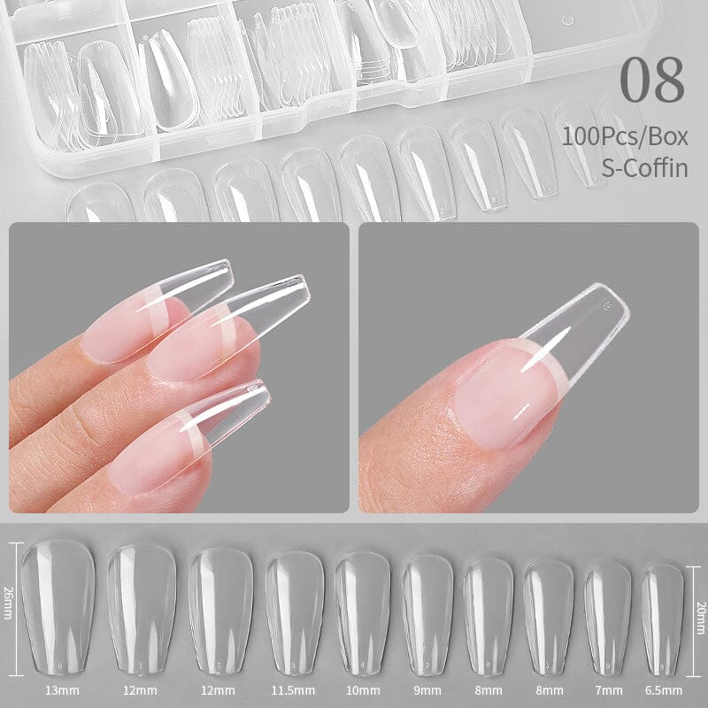 100pcs S-Coffin Transparent False Nail Tips Nail Tips No Brand