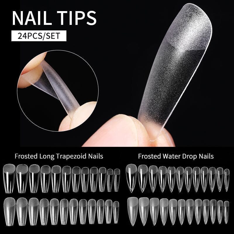 24pcs Long Trapezoid Frosted False Nail Tips Nail Tips No Brand