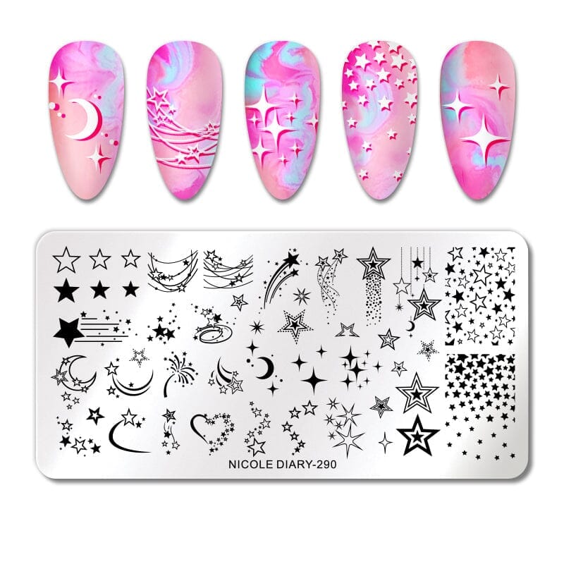 Star Nail Stamping Plate NICOLE DIARY-290 Nail Stamping BORN PRETTY