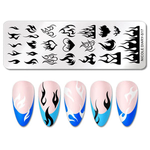 Fire Rectangle Nail Stamping Plate NICOLE DIARY-S17 Nail Stamping NICOLE DIARY