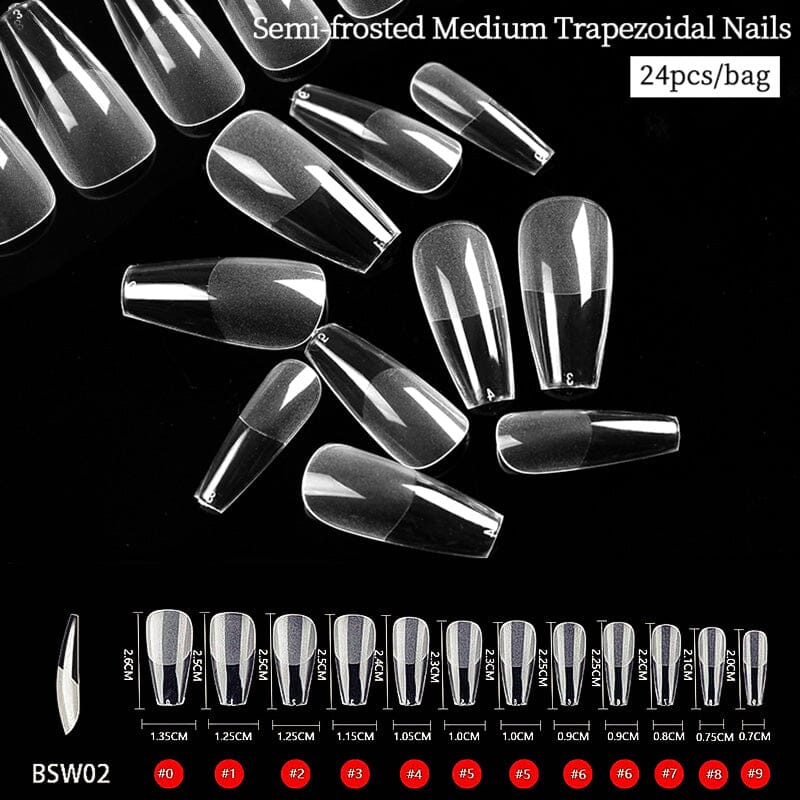 24pcs Semi-frosted Medium Trapezoidal False Nail Tips Nail Tips No Brand