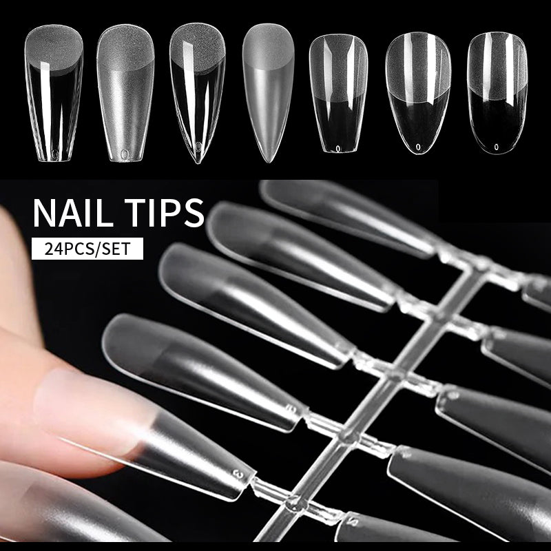 24pcs Almond Semi-frosted False Nail Tips