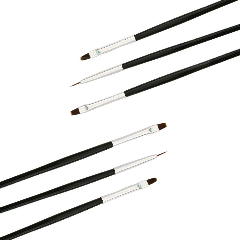 3pcs Black Handle Nail Brush Set