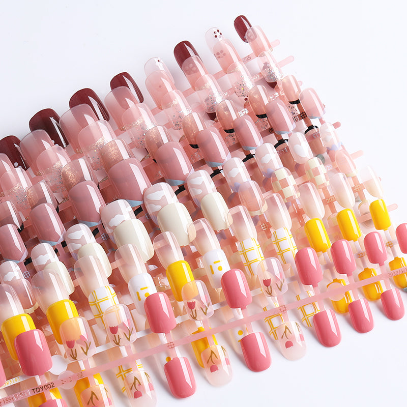 24pcs Press on Nails Gradient Nails Fake Nail Tips