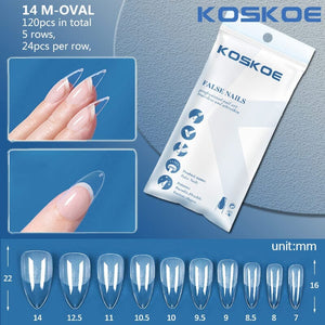 120pcs Full Cover Clear Matte Ultra-thin False Nail Tips Nail Tips KOSKOE 14