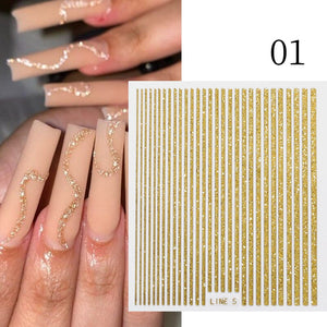 Glitter Line 3D Nail Sticker Clearance No Brand