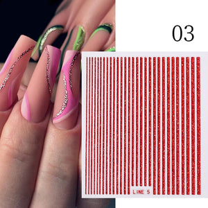 Glitter Line 3D Nail Sticker Clearance No Brand
