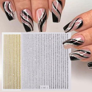 Glitter Line 3D Nail Sticker Clearance No Brand