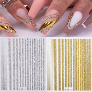 Glitter Line 3D Nail Sticker Clearance No Brand