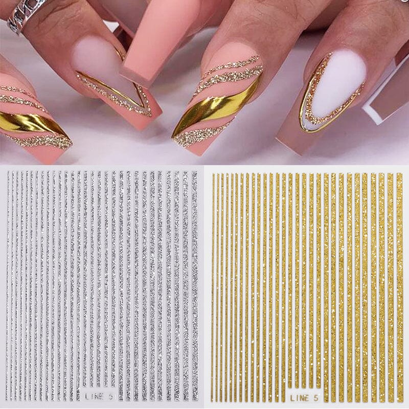 Glitter Line 3D Nail Sticker Clearance No Brand