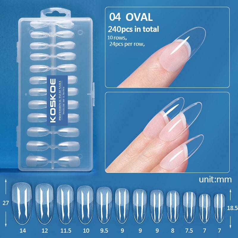 240pcs Oval Semi-Matte False Nail Tips Nail Tips KOSKOE