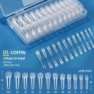 240pcs Coffin Semi-Matte False Nail Tips Nail Tips KOSKOE