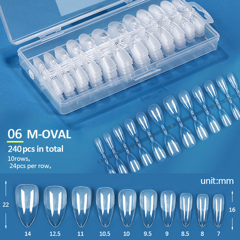 240pcs M-Oval Semi-Matte False Nail Tips