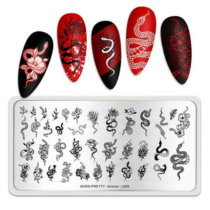 Rectangle Nail Stamping Plates Stamping Nail BORN PRETTY L009
