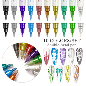10 Colors Double Head Metal Painting Pen Tools & Accessories BORN PRETTY