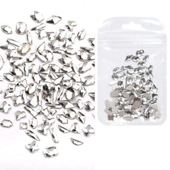 50pcs Mixed Shapes Aurora Flatback Rhinestones #01 White Nail Art No Brand
