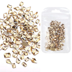 50pcs Mixed Shapes Aurora Flatback Rhinestones #06 Champagne Clearance No Brand