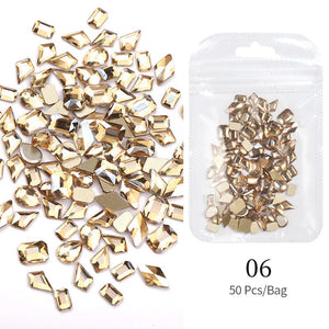 50pcs Mixed Shapes Aurora Flatback Rhinestones #06 Champagne Clearance No Brand