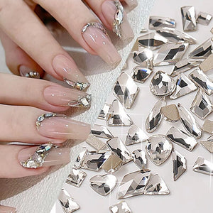 50pcs Mixed Shapes Aurora Flatback Rhinestones #01 White Nail Art No Brand