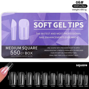 550pcs Soft Gel Tips Nail Tips No Brand Medium Square