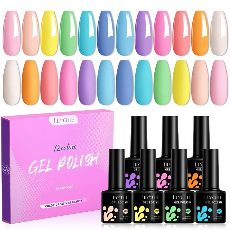 12pcs Color Gel Set Macaron Collection 7ml Gel Nail Polish LILYCUTE