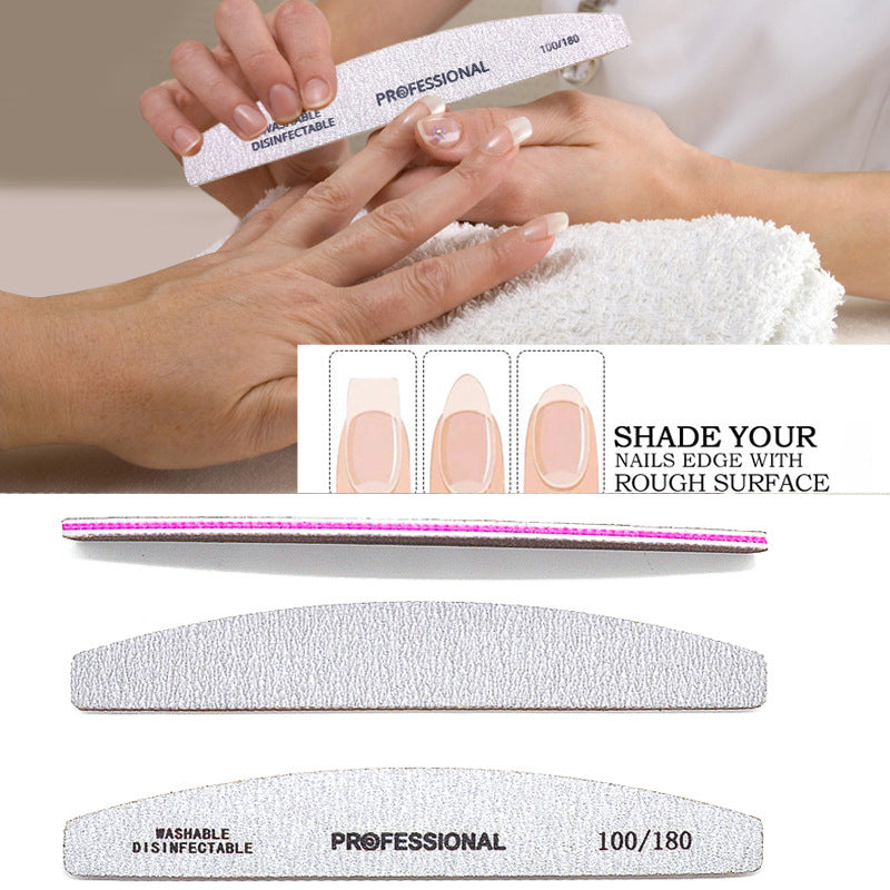 25pcs Half-moon Shaped Nail Files 100/180