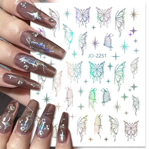 Silver Hollow Butterfly Moon Cross 3D Nail Sticker Silver JO-2250 #03 Nail Sticker BORN PRETTY