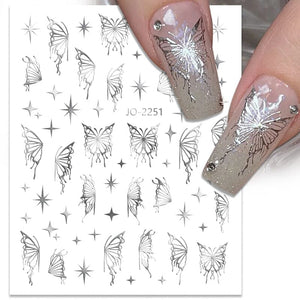 Silver Hollow Butterfly 3D Nail Stickers JO-2251 #06 Nail Art BORN PRETTY